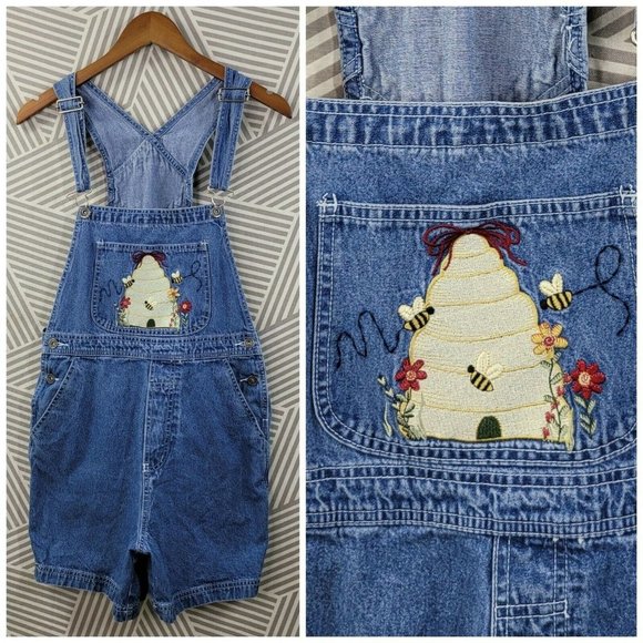 Christopher & Banks Pants - Denim Jean Overall Small Shortall Bumble Bee
